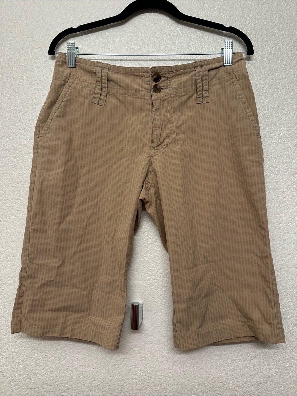 Calvin Klein Tan Pinstripe Women's Bermuda Shorts